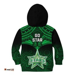 Melbourne Stars Cricket Kid Hoodie Unique Indigenous Art Mix Polynesian Pattern