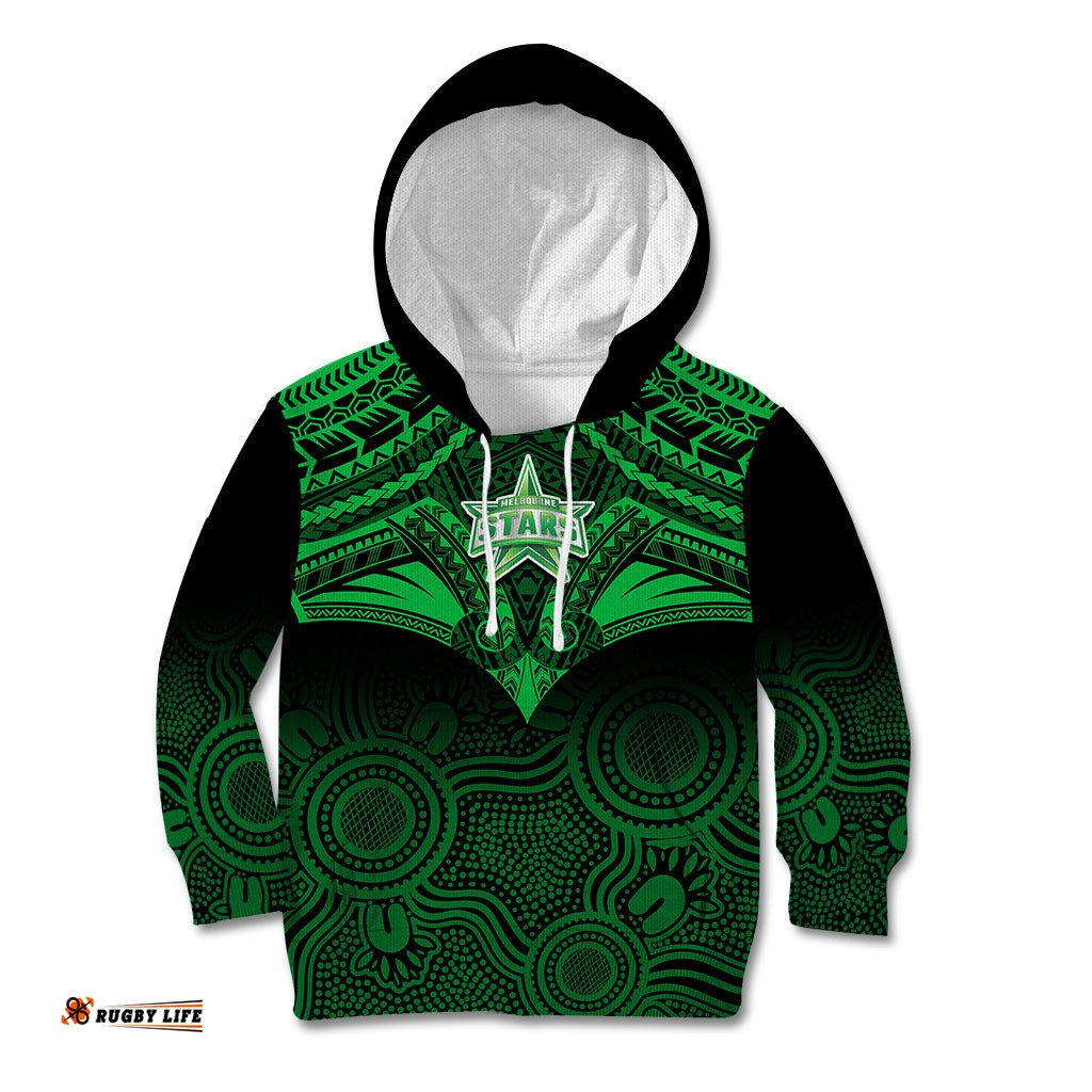 Melbourne Stars Cricket Kid Hoodie Unique Indigenous Art Mix Polynesian Pattern