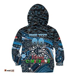 Merry Christmas AFL Carlton Blues Kid Hoodie Aboriginal Santa Football Mascot