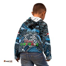 Merry Christmas AFL Carlton Blues Kid Hoodie Aboriginal Santa Football Mascot