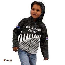 New Zealand Cricket Kid Hoodie Black Cap Sporty Style No1