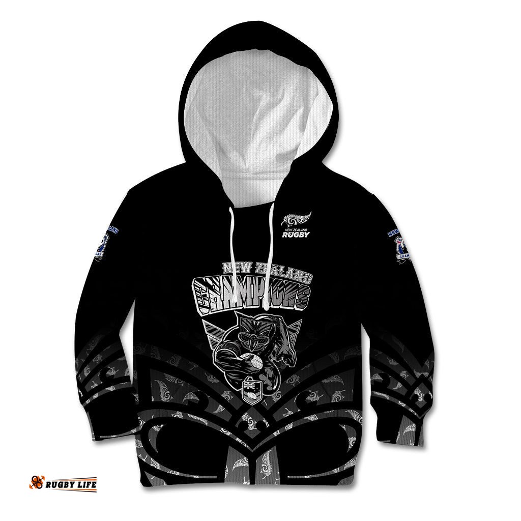 New Zealand Warriors and All Black Kid Hoodie Go Champions