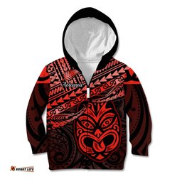 Matariki New Zealand Kid Hoodie Maori New Year Tiki Red Version