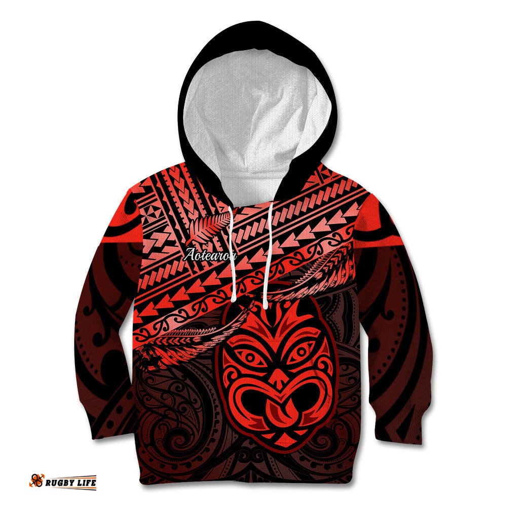 Matariki New Zealand Kid Hoodie Maori New Year Tiki Red Version