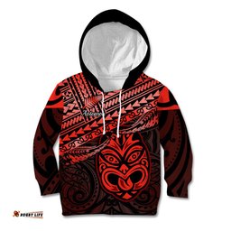 Matariki New Zealand Kid Hoodie Maori New Year Tiki Red Version