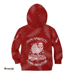 New Zealand Christmas Kid Hoodie Silver Fern Mix Kiwi Bird Ver01