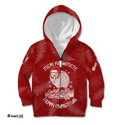 New Zealand Christmas Kid Hoodie Silver Fern Mix Kiwi Bird Ver01