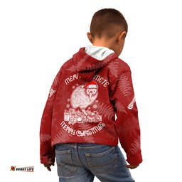 New Zealand Christmas Kid Hoodie Silver Fern Mix Kiwi Bird Ver01