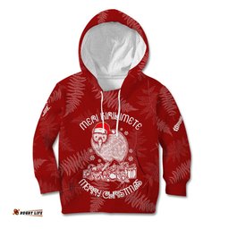 New Zealand Christmas Kid Hoodie Silver Fern Mix Kiwi Bird Ver01