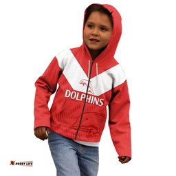NRL Dolphins Rugby Kid Hoodie Simple Red Style