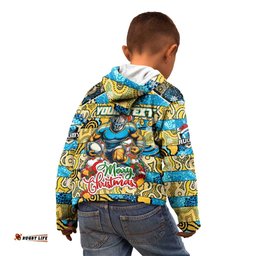Custom Titans Rugby Merry Christmas Kid Hoodie Indigenous Australian Art