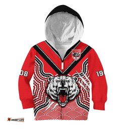 North Sydney Rugby Hoodie KID Bears 1908 Indigenous Pattern