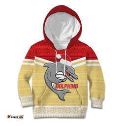 NRL Dolphins Mascot Christmas Personalised Kid Hoodie God Style