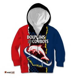 NRL Combine Dolphins and Cowboys Kid Hoodie