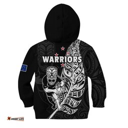 New Zealand Tiki Rugby Hoodie KID NZ Warriors Fern Maori Style