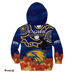 Eagles Football ANZAC Hoodie KID West Coast Indigenous Mix Poppy Camouflage
