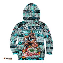Custom Power Football Merry Christmas Kid Hoodie Indigenous Australian Art