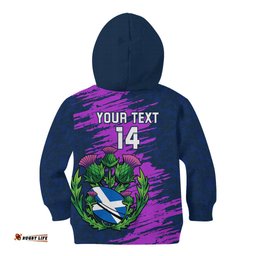 Custom Scotland Rugby Kid Hoodie 2024 Six Nations Go Scottish Thistle