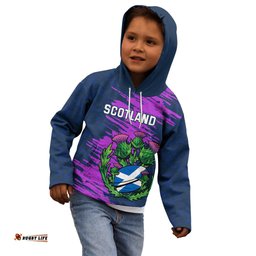 Custom Scotland Rugby Kid Hoodie 2024 Six Nations Go Scottish Thistle