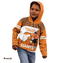 Giants Football Kid Hoodie GWS Go Champions Polynesian Indigenous Art