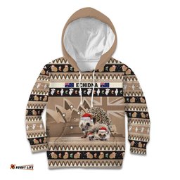 Aussie Echidna Kid Hoodie Merry Christmas