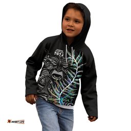 New Zealand Rugby Kid Hoodie NZ Black Fern Champions History With Papua Shell