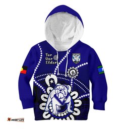 Custom Text And Number Bulldogs Rugby NAIDOC Hoodie KID For Our Elders Aboriginal