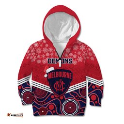 Custom Melbourne Football Christmas Kid Hoodie Merry Xmas Mix Aboriginal Art