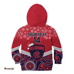 Custom Melbourne Football Christmas Kid Hoodie Merry Xmas Mix Aboriginal Art