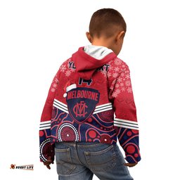 Custom Melbourne Football Christmas Kid Hoodie Merry Xmas Mix Aboriginal Art