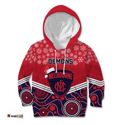 Custom Melbourne Football Christmas Kid Hoodie Merry Xmas Mix Aboriginal Art