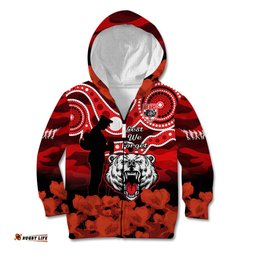 North Sydney Rugby ANZAC Kid Hoodie Bears Indigenous Mix Camouflage Poppy