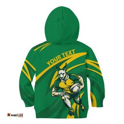Personalized Australia Rugby Champion Kid Hoodie Wallabies Mascot with Sporty Style