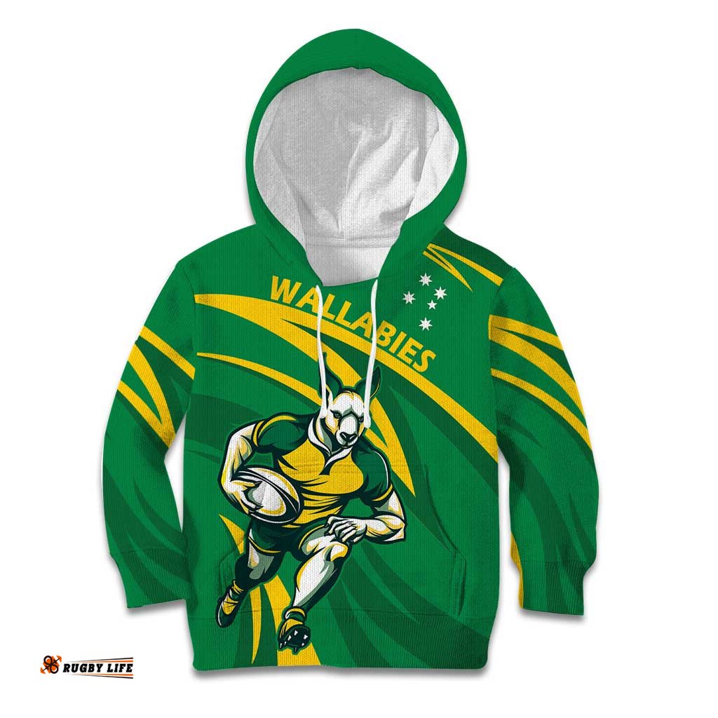 Personalized Australia Rugby Champion Kid Hoodie Wallabies Mascot with Sporty Style
