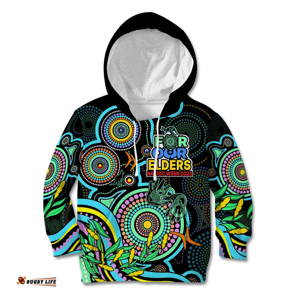 NAIDOC Week Kid Hoodie Indigenous Tribal Ver.02 Aqua