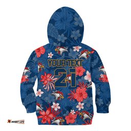 Custom Roosters Rugby Kid Hoodie Beautiful Floral Pattern Spring Summer Vibe