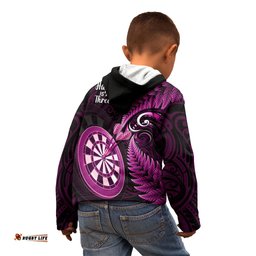 New Zealand Darts Kid Hoodie Happiness Is A Tight Threesome Maori Pink