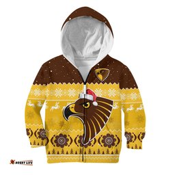 Hawthorn Football Hoodie KID Hawks Indigenous Merry Christmas