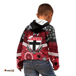 Custom St Kilda Football Christmas Kid Hoodie Merry Xmas Mix Aboriginal Art