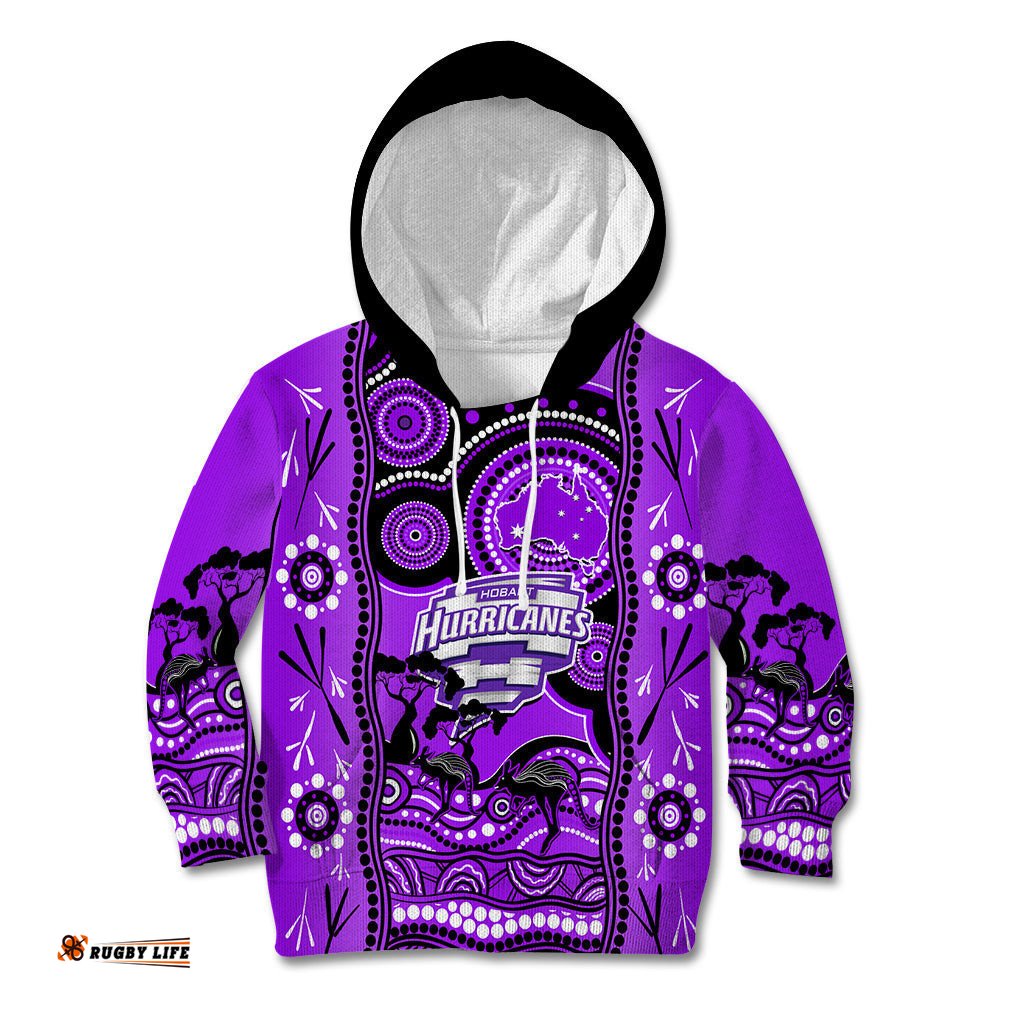 Custom Hobart Hurricanes Cricket Kid Hoodie Happy Australia Day Aboriginal Art