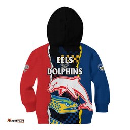 NRL Combine Dolphins and Parra Eels Kid Hoodie Simple Style