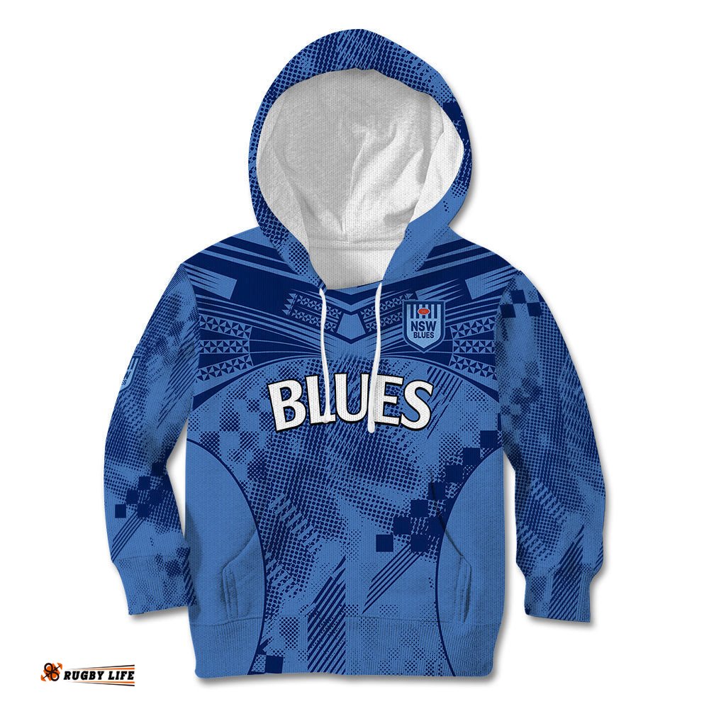 Custom Text And Number NSW Blues Rugby Kid Hoodie Origin New South Wales Sporty Style