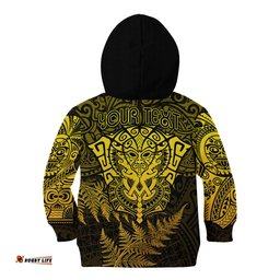 New Zealand Rugby Kid Hoodie Silver Fern All Black Mix Ta Moko Gold Style 04