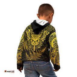New Zealand Rugby Kid Hoodie Silver Fern All Black Mix Ta Moko Gold Style 04