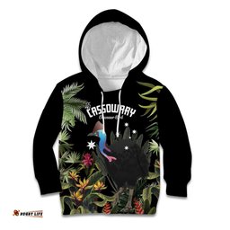 Personalised Australia Cassowary Kid Hoodie Dinosaur Bird Rainforest Vibes