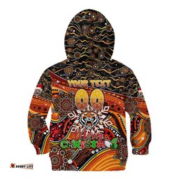 Merry Christmas Wests Tigers Kid Hoodie Aboriginal Santa Rugby Mascot The Tigers