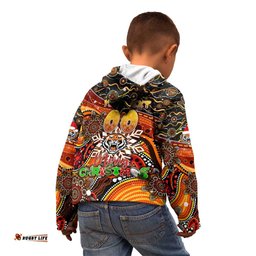 Merry Christmas Wests Tigers Kid Hoodie Aboriginal Santa Rugby Mascot The Tigers