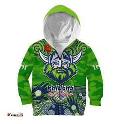 Custom Text And Number Raiders Rugby ANZAC Hoodie KID Dots Poppy Mix Camouflage Lest We Forget