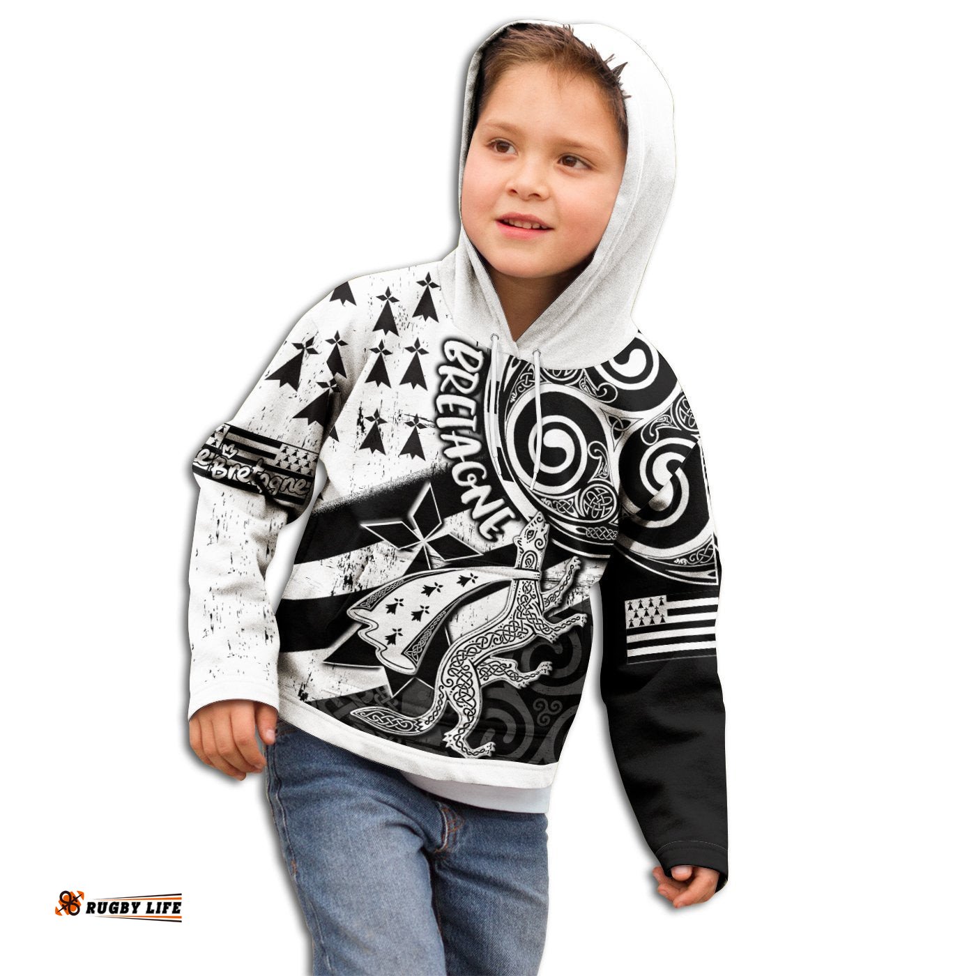 KID Bretagne Hoodie Brittany Ermine With Celtic Triskelion V2