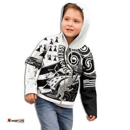 KID Bretagne Zip Hoodie Brittany Ermine With Celtic Triskelion V2